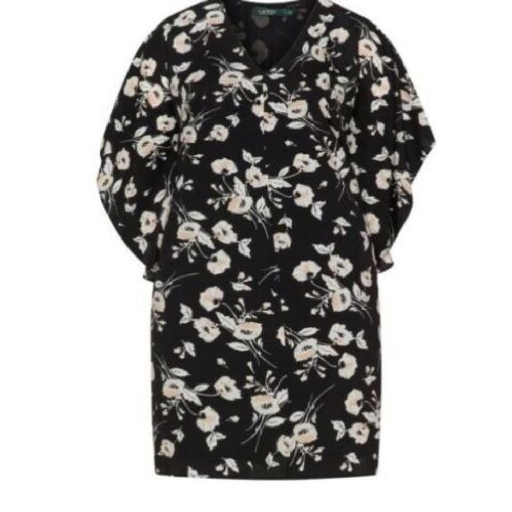Ralph Lauren Black Floral O-line Dress-2x